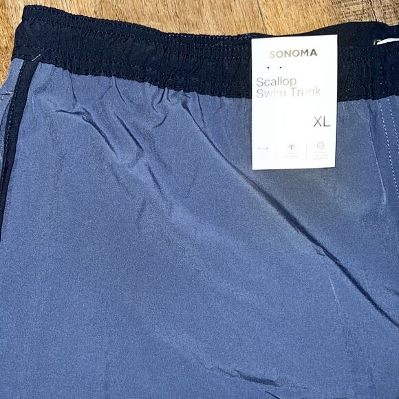 SONOMA Swim Trunks Men’s XL Blue Side pockets zippered back pocket drawstring - Picture 12 of 16